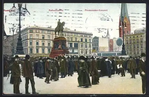 AK Hamburg, Promenaden-Konzert auf dem Rathausmarkt