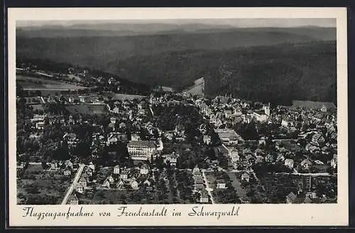 AK Freudenstadt im Schwarzwald, Teilansicht, Fliegeraufnahme