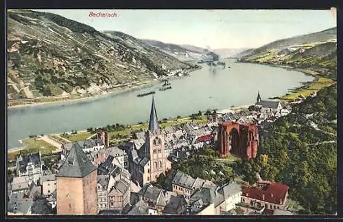 AK Bacharach, Teilansicht mit Kirche