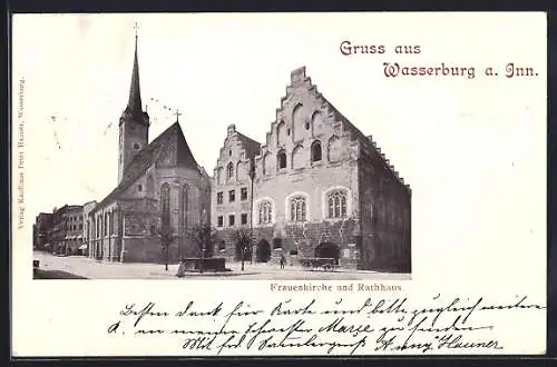 AK Wasserburg a. Inn, Frauenkirche und Rathaus