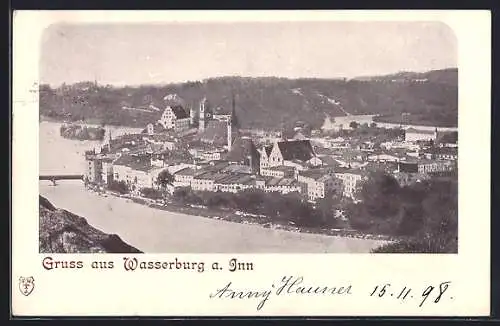 AK Wasserburg a. Inn, Teilansicht mit Kirche