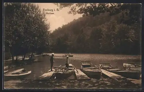 AK Freiburg i. B., Waldsee mit Booten