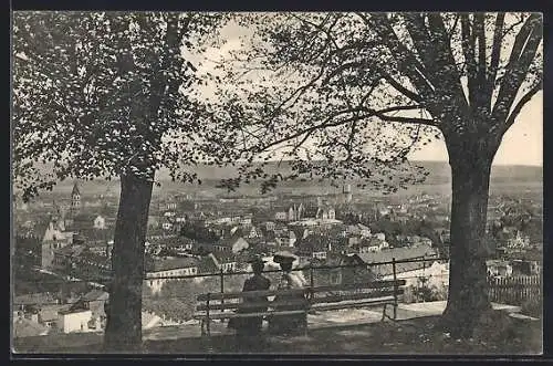 AK Freiburg i. Br., Blick vom Schlossberg auf den Ort