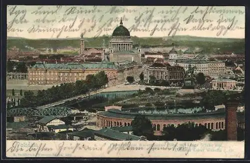 AK Potsdam, Panorama von Wackermann`s Höhe mit Langer Brücke und Denkmal Kaiser Wilhelm d. Gr.