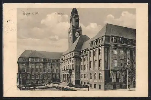 AK Buer / Westf., Blick auf das Rathaus