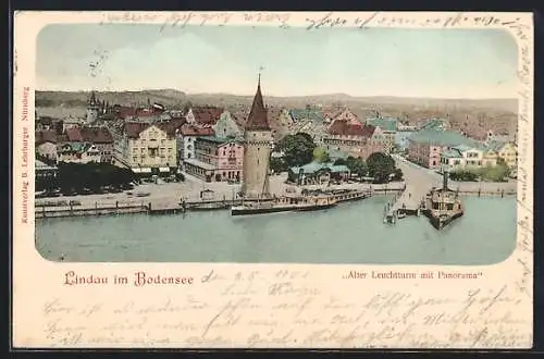 AK Lindau im Bodensee, Alter Leuchtturm mit Panorama