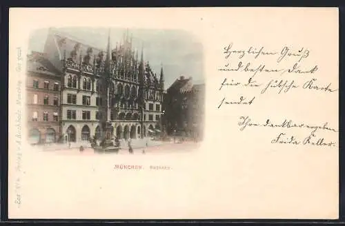 AK München, Rathaus mit Strassenpartie