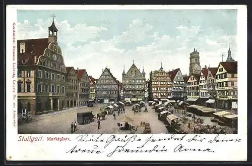 AK Stuttgart, Marktplatz und Rathaus