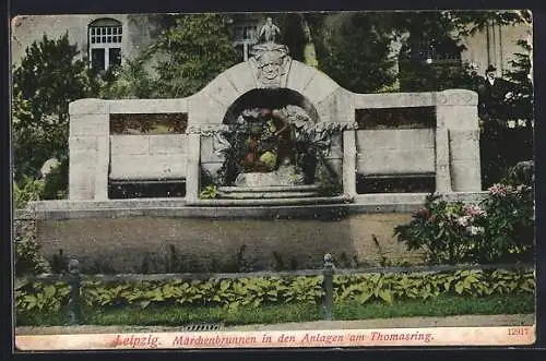 AK Leipzig, Märchenbrunnen in den Anlagen am Thomasring