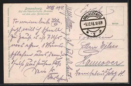 AK Braunschweig, Hof des Vaterländischen Museum mit Ziehbrunnen