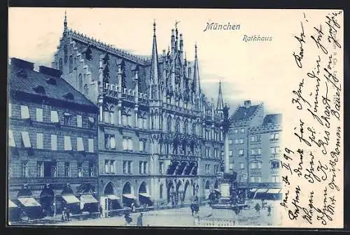 AK München, Rathhaus und Strassenpartie