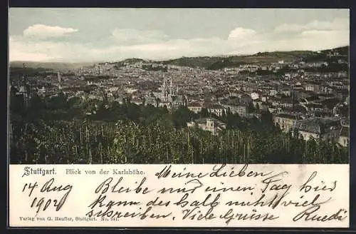 AK Stuttgart, Blick von der Karlshöhe