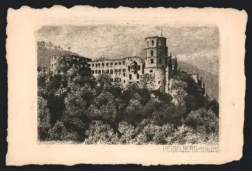 Künstler-AK Heidelberg, Blick zum Schloss