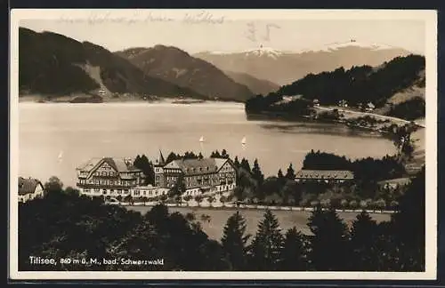 AK Titisee / bad. Schwarzwald, Totale mit Gebirgswand