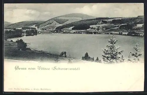 AK Titisee /Schwarzwald, Blick auf den See mit Bergen