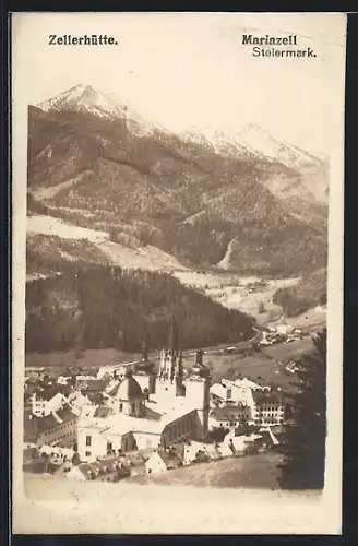 AK Mariazell /Steiermark, Ortsansicht mit Zellerhütte