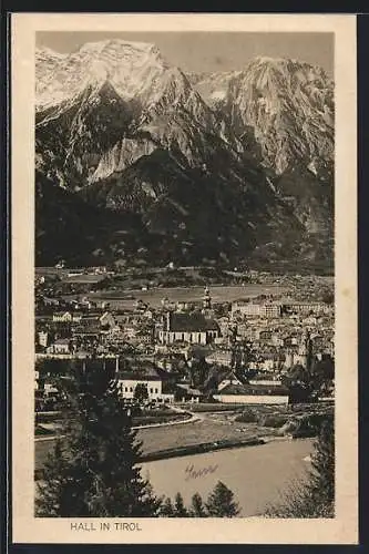 AK Hall in Tirol, Ortsansicht aus der Vogelschau