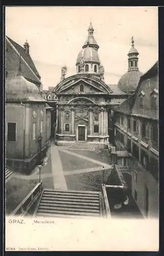 AK Graz, Mausoleum aus der Vogelschau