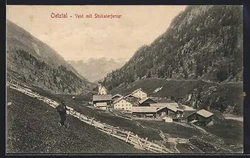 AK Vent /Oetztal, Ortsansicht mit Stubaiferner