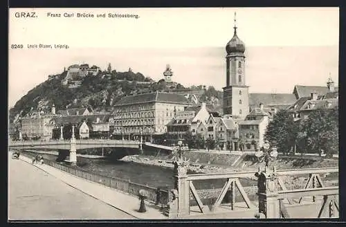 AK Graz, Franz Carl-Brücke und Schlossberg