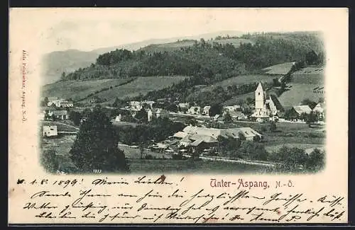 AK Unter-Aspang, Ortsansicht mit Kirche