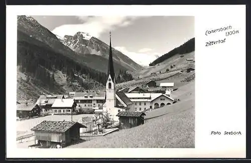 AK Lanersbach, Ortspartie mit Kirche