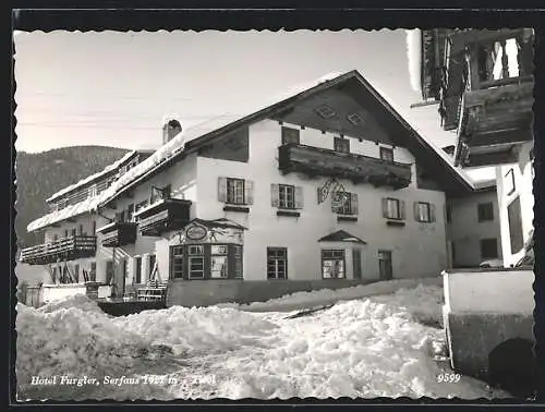 AK Serfaus /Tirol, Hotel Furgler im Schnee