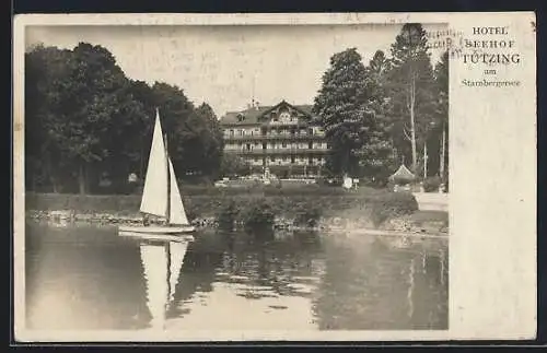 AK Tutzing am Starnbergersee, Hotel Seehof mit Segelboot