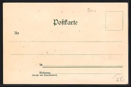 Lithographie München, Hoftheater mit Denkmal, Leute