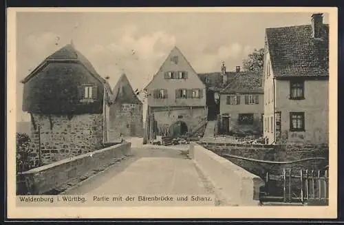 AK Waldenburg i. Württbg., Partie mit der Bärenbrücke und Schanz