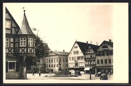 AK Öhringen, Brunnen auf dem Marktplatz