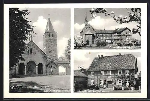 AK Ottbergen / Hildesheim, Gasthaus Jos. Machens, Kreuzkapelle, Franziskanerkloster