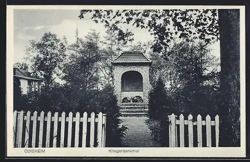 AK Odisheim, Blick auf Kriegerdenkmal