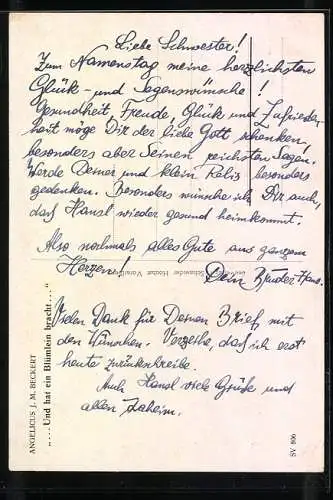 Künstler-AK sign. A. J. M. Beckert: ...Und hat ein Blümlein bracht...