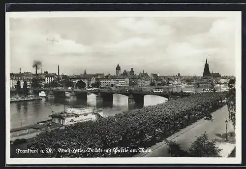 AK Frankfurt a. M., Brücke mit Partie am Main