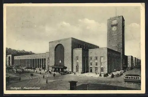 AK Stuttgart, Hauptbahnhof, Strassenbahn