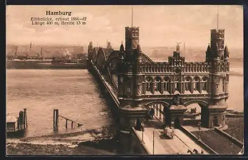 AK Hamburg-Rothenburgsort, Blick auf die Elbbrücke