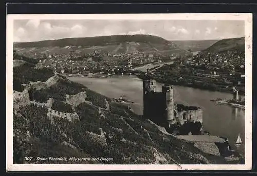 AK Bingen / Rhein, Ruine Ehrenfels und Mäuseturm