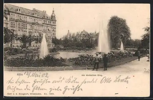 AK Köln-Neustadt, Deutscher Ring, Wasserfontänen, Spaziergänger