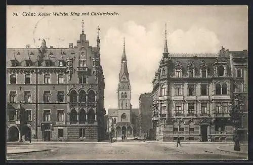 AK Köln-Neustadt, Strasse Kaiser Wilhelm Ring und Christuskirche