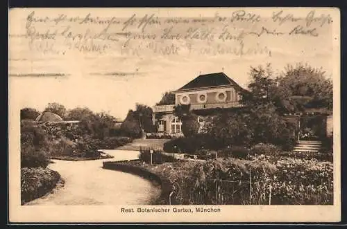 AK München-Nymphenburg, Restaurant Botanischer Garten mit Anlagen