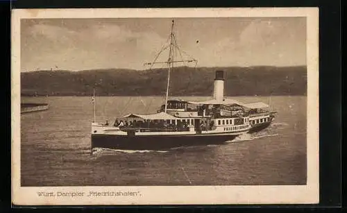 AK Württ. Dampfer Friedrichshafen in Fahrt auf dem Bodensee