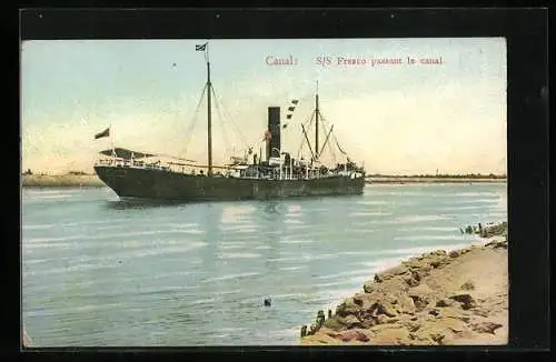 AK Suez-Canal, Handelsschiff S. S. Fresco passiert den Kanal