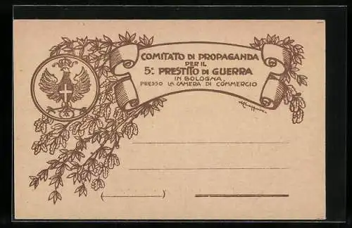 AK Bologna, Comitato di Propaganda per il 5° Prestito di Guerra, ital. Kriegsanleihe