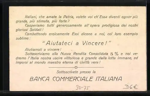 AK Sottoscrivete presso la Banca Commerciale Italiana, italienische Kriegsanleihe