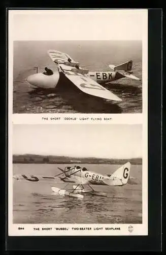 AK The Short Cockle Light Flying Boat, the hort Mussel Two-seater Light Seaplane, Wasserflugzeuge