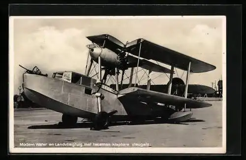 AK Modern Water en Landvliegtuig met tezamen klapbare vleugels, Wasserflugzeug