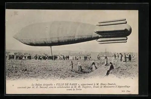 AK Zeppelin / Dirigeable Ville de Paris vor dem Start