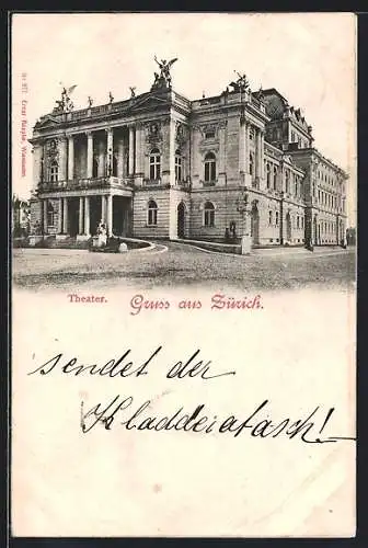 AK Zürich, Theater mit Vorplatz