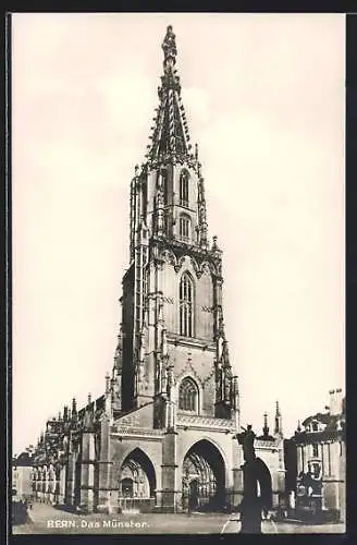 AK Bern, Münster mit Statuen